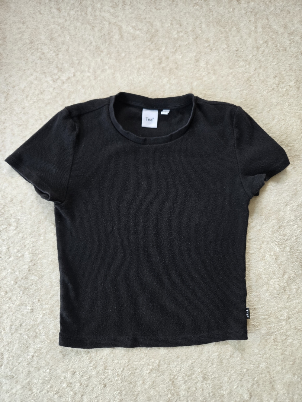 TNA Black Ribbed Short Sleeve Tee